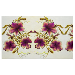 Burgundy Yellow Flowers Stoff