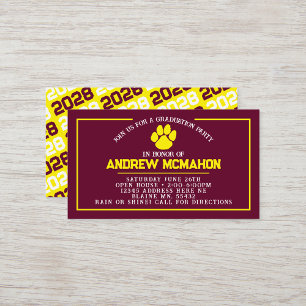Burgundy & Yellow Pawprint Mini Abschluss lädt ein Visitenkarte