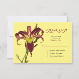 Burgundy Yellow Spider Taglilie Blume Wedding RSVP