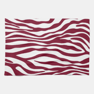 Burgundy Zebra Animal Print Geschirrtuch