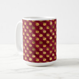 BURGUNGY RED MIT ROWS OF GOLD PUMPKINE KAFFEETASSE
