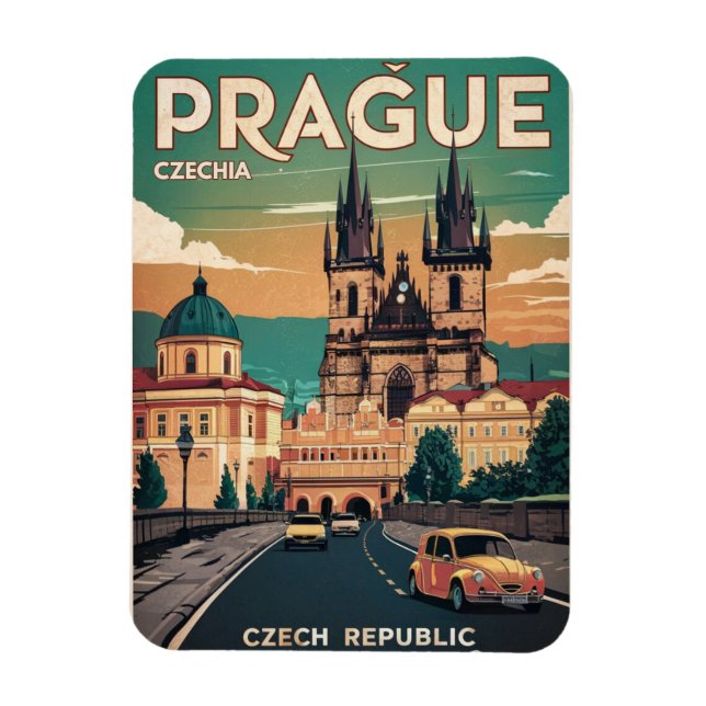 Burgvintage Reiseprague Tschechische Republik Gesc Magnet (Vertikal)