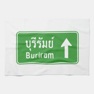 Buriram Ahead ⚠ Thai Highway Traffic ⚠ Geschirrtuch