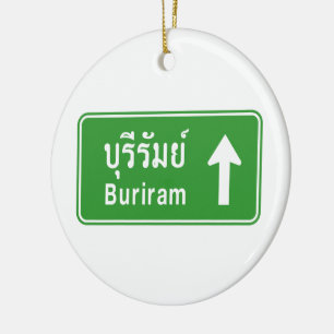 Buriram Ahead ⚠ Thai Highway Traffic ⚠ Keramikornament