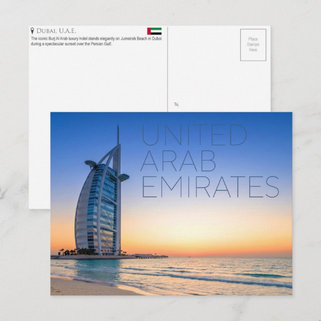 Burj Al Arab, Dubai, V.A.E. Postkarte (Vorne/Hinten)