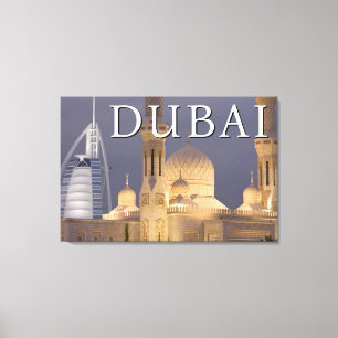 Burj al Arab   Moschee am Abend Dubai Leinwanddruck