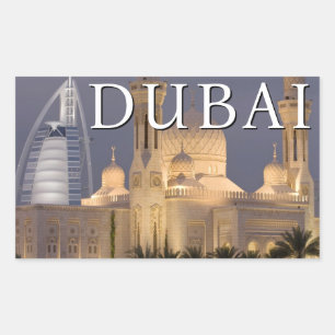 Burj al Arab   Moschee am Abend Dubai Rechteckiger Aufkleber
