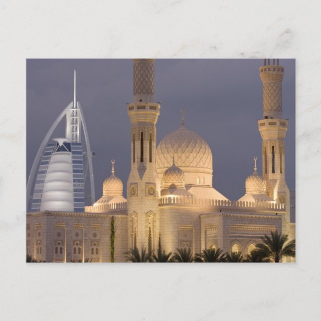 Burj al Arab | Moschee im Abend Dubai Postkarte (Vorderseite)