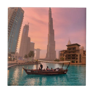 Burj Khalifa Boat See Stadtscape Fliese