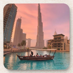 Burj Khalifa Boat See Stadtscape Getränkeuntersetzer