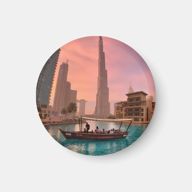 Burj Khalifa Boat See Stadtscape Magnet (Vorne)