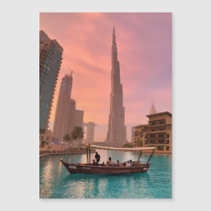 Burj Khalifa Boat See Stadtscape Magnetkarte