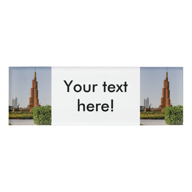 Burj Khalifa, Dubai Miracle Garden Namenschild (Vorderseite)