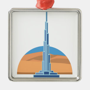 Burj Khalifa Dubai Silbernes Ornament