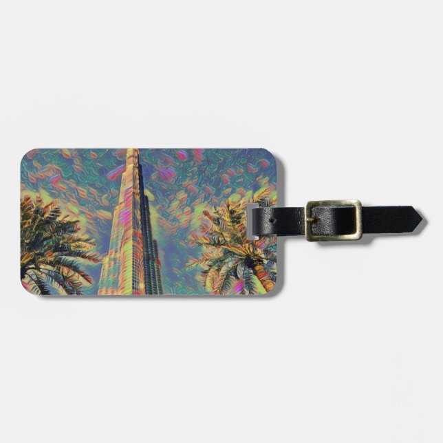 Burj Khalifa Gemälde Gepäckanhänger (Vorderseite horizontal)