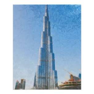 Burj Khalifa, Gemälde in Dubai Poster
