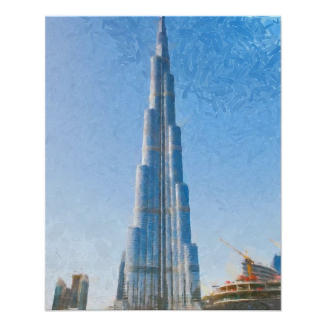 Burj Khalifa, Gemälde in Dubai Poster (Vorderseite)