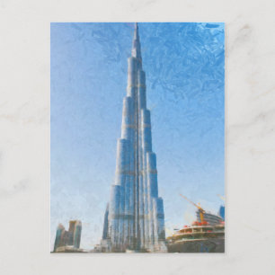 Burj Khalifa, Gemälde in Dubai Postkarte