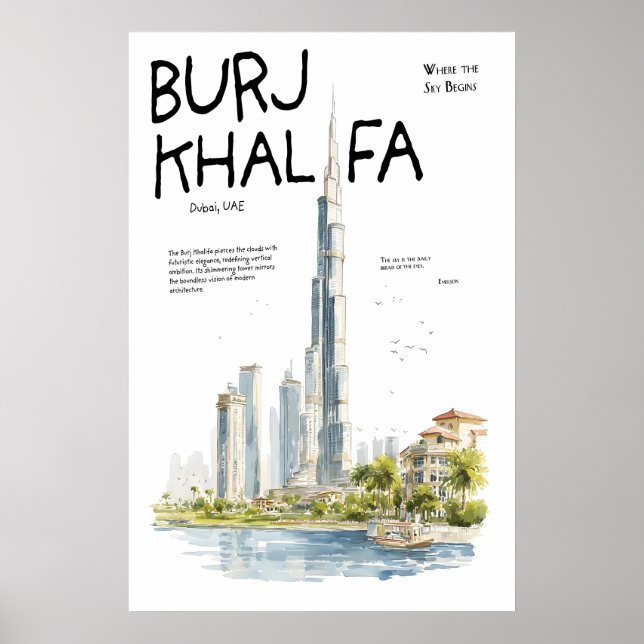 Burj Khalifa Poster  Dubai UAE Skyline  Modern (Vorne)