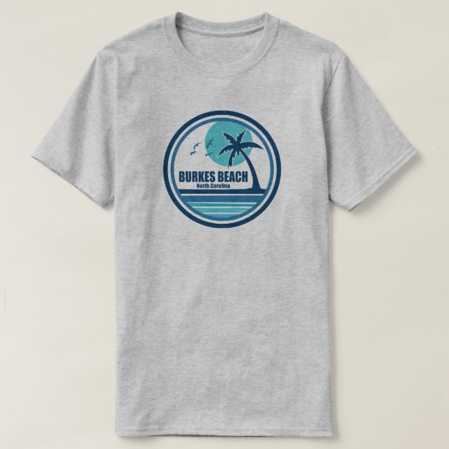 Burkes Beach South Carolina Palm Tree Birds T-Shirt (Design vorne)