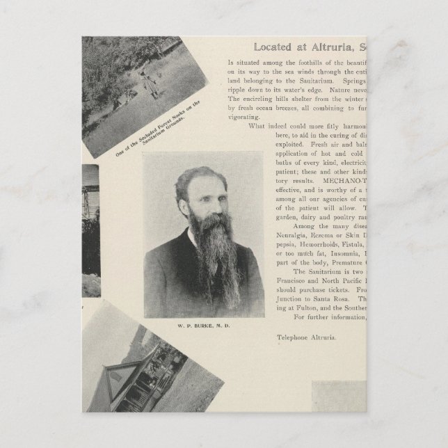 Burkes Sanitarium, Kalifornien Postkarte (Vorderseite)