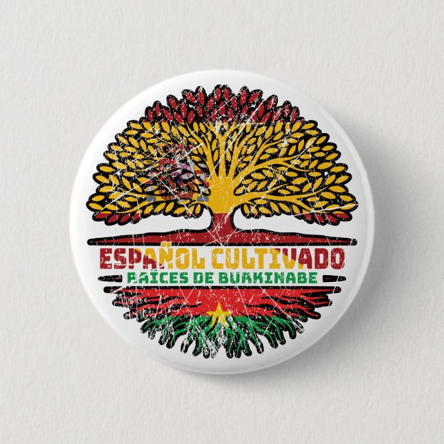 Burkina Faso Burkinabe Spanisch Spanien Baumwurzel Button (Vorderseite)