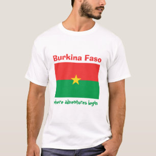 Burkina Faso Flag + Karte + Text-T - Shirt