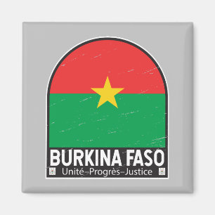 Burkina Faso Flagge Emblem Abgenutzt Vintage Magnet