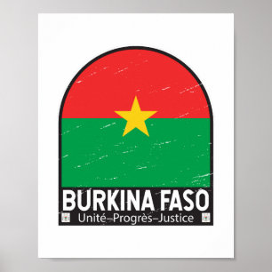 Burkina Faso Flagge Emblem Abgenutzt Vintage Poster