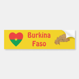 Burkina Faso Flagge Herz + Karte Aufkleber Autoaufkleber