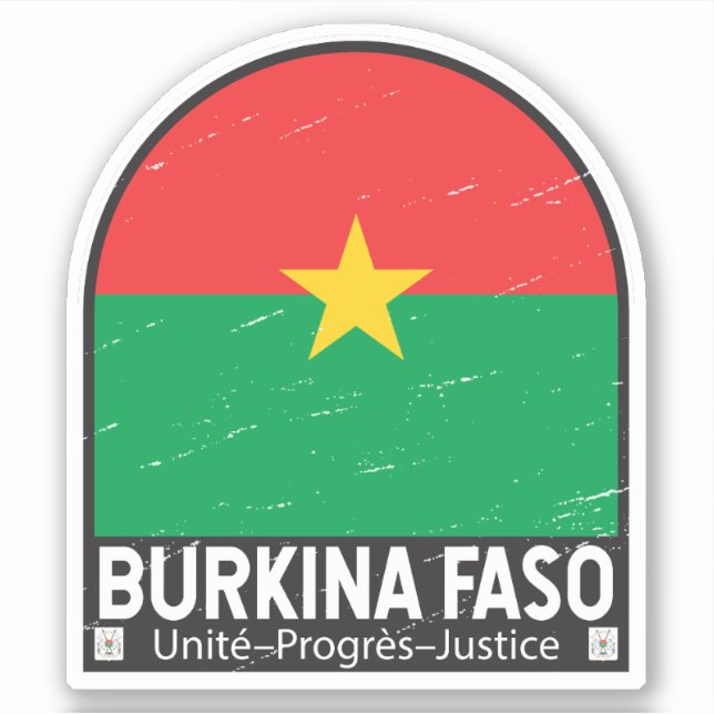 Burkina Faso FlaggenEmblem gestört Vintag Aufkleber (Vorderseite)