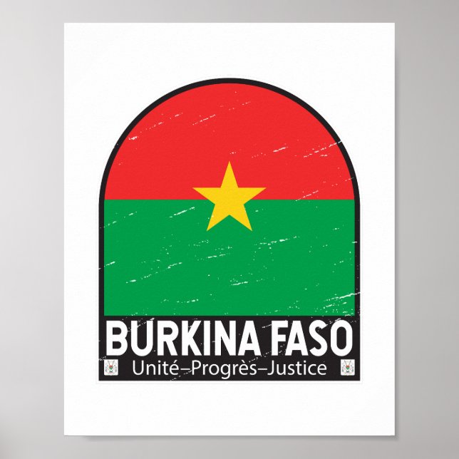 Burkina Faso FlaggenEmblem gestört Vintag Poster (Vorne)