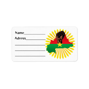 Burkina Faso Karte, Flagge und Revolution Fest Adressaufkleber