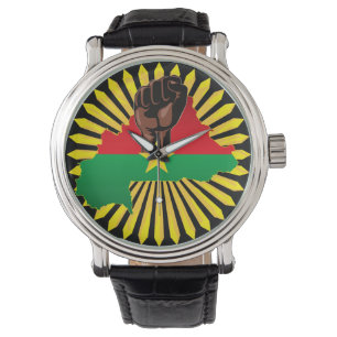 Burkina Faso Karte, Flagge und Revolution Fest Armbanduhr