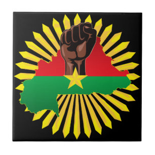 Burkina Faso Karte, Flagge und Revolution Fest Fliese