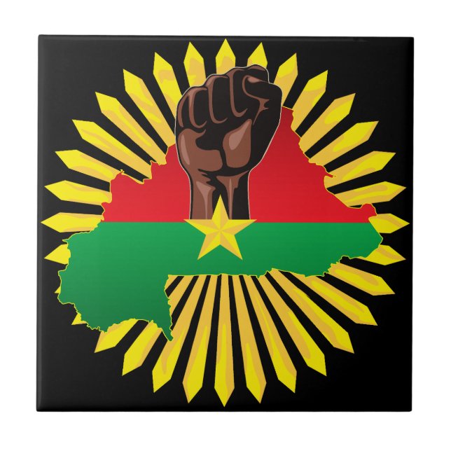 Burkina Faso Karte, Flagge und Revolution Fest Fliese (Vorderseite)