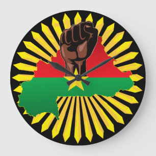 Burkina Faso Karte, Flagge und Revolution Fest Große Wanduhr