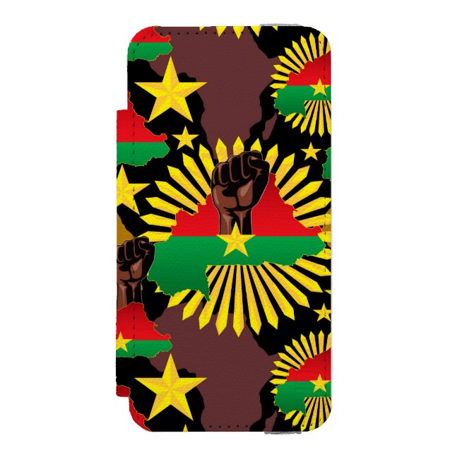 Burkina Faso Karte, Flagge und Revolution Fest Incipio iPhone Geldbeutel-Hülle (Folio Vorderseite)