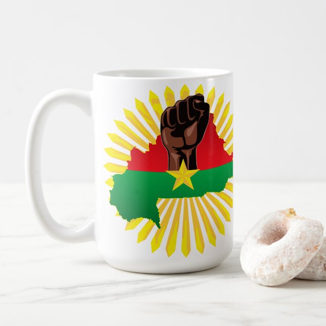 Burkina Faso Karte, Flagge und Revolution Fest Kaffeetasse (Mit Donut)