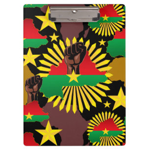 Burkina Faso Karte, Flagge und Revolution Fest Klemmbrett