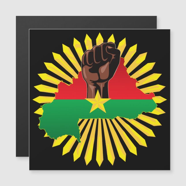 Burkina Faso Karte, Flagge und Revolution Fest Magnetkarte (Vorne/Hinten)
