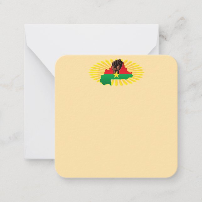 Burkina Faso Karte, Flagge und Revolution Fest Mitteilungskarte (Vorderseite)