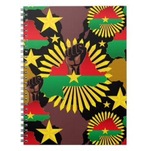 Burkina Faso Karte, Flagge und Revolution Fest Notizblock