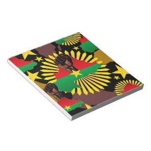 Burkina Faso Karte, Flagge und Revolution Fest Notizblock