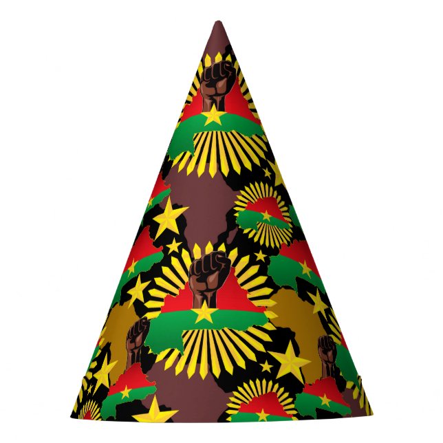 Burkina Faso Karte, Flagge und Revolution Fest Partyhütchen (Vorderseite)