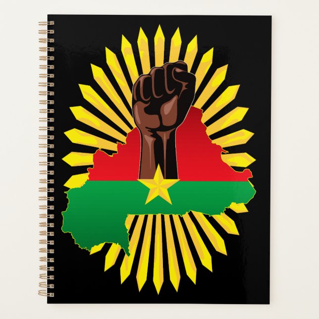 Burkina Faso Karte, Flagge und Revolution Fest Planer (Vorderseite)
