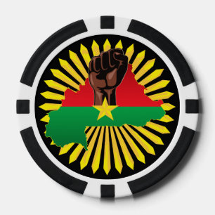 Burkina Faso Karte, Flagge und Revolution Fest Pokerchips