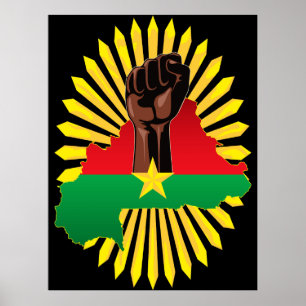 Burkina Faso Karte, Flagge und Revolution Fest Poster