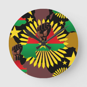 Burkina Faso Karte, Flagge und Revolution Fest Runde Wanduhr