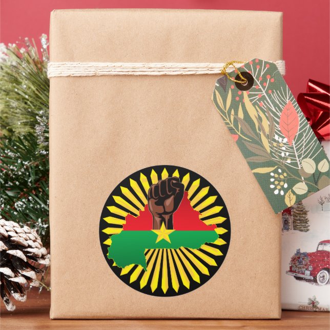 Burkina Faso Karte, Flagge und Revolution Fest Runder Aufkleber (Feiertag)